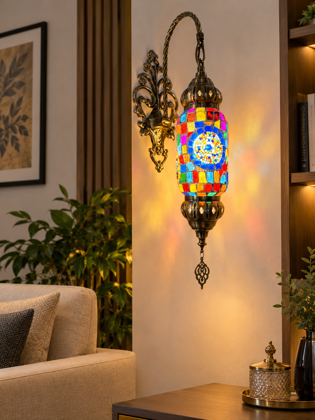 Moroccan Multicolor Mosaic Wall Sconce