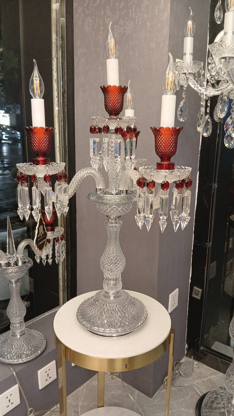 • The Baccarat Zenith Ruby Candelabra Lamp