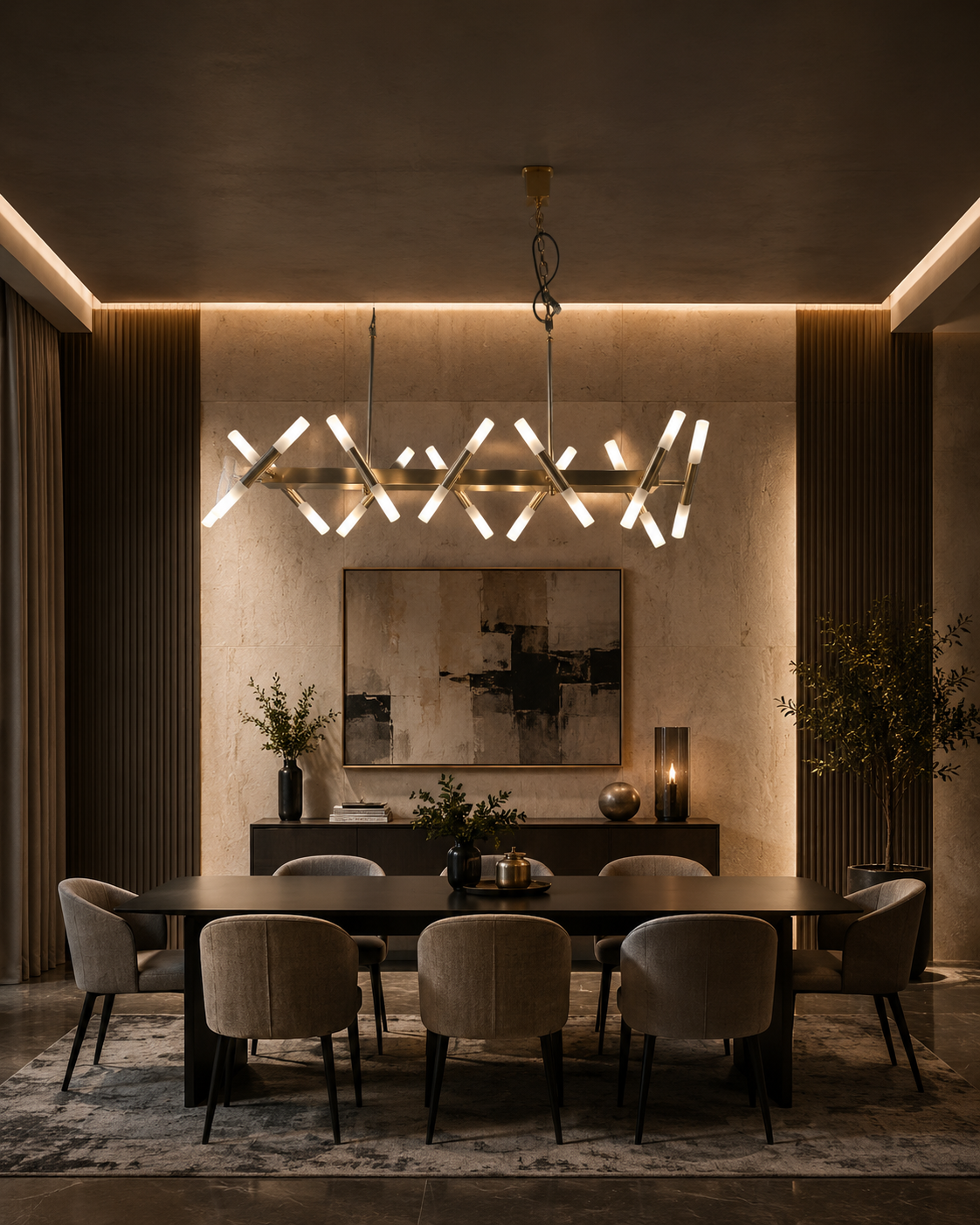 The Apollo Linear Spindle Chandelier
