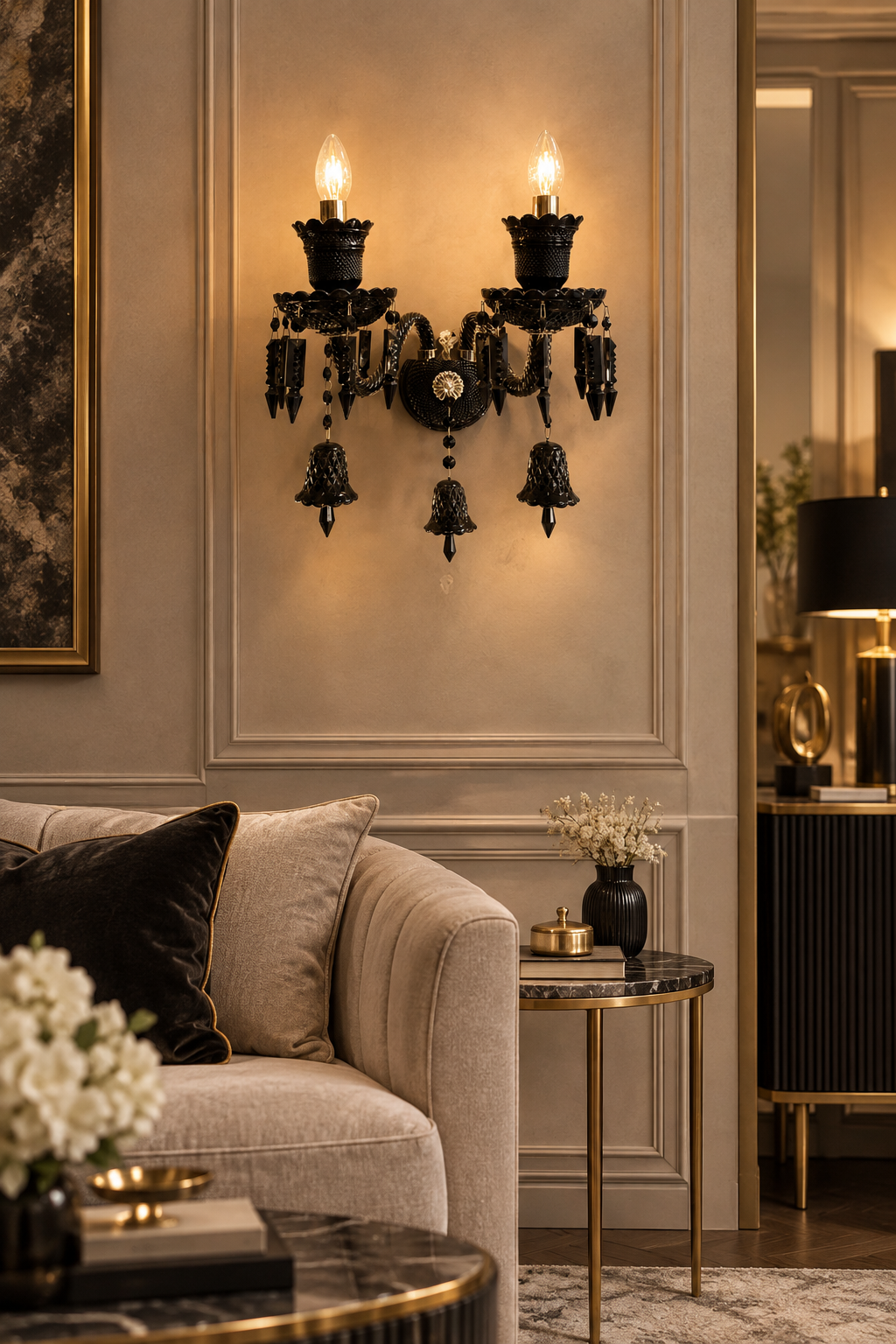 Royal Noir Crystal Wall Sconce