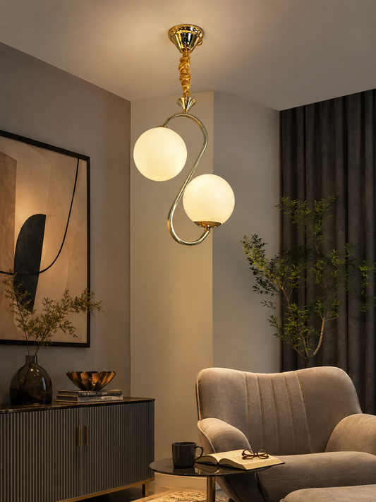 Royal Curve Double Globe Pendant