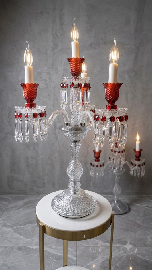 • The Baccarat Zenith Ruby Candelabra Lamp