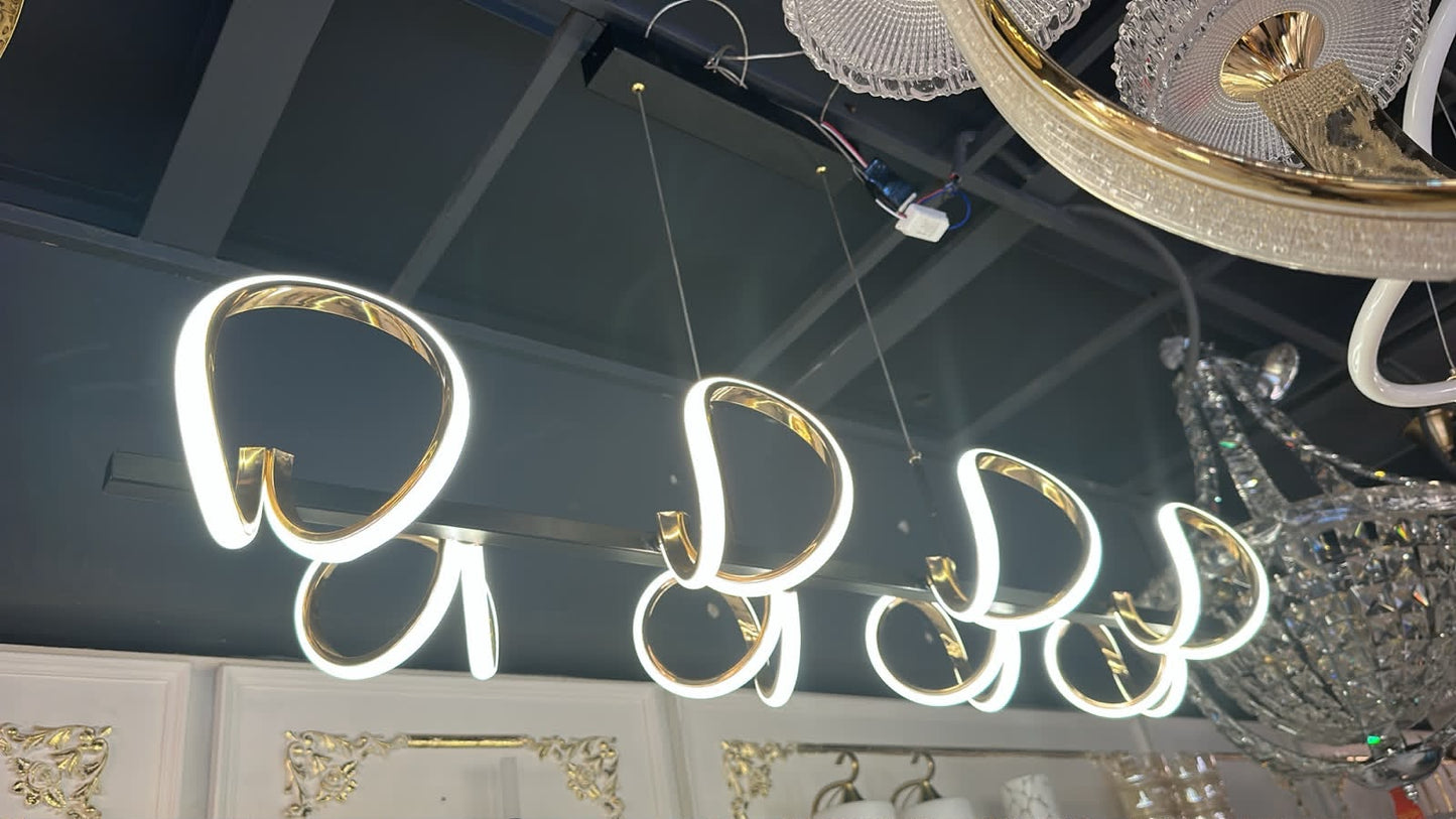Aura Sculptural Wave LED Linear Chandelier