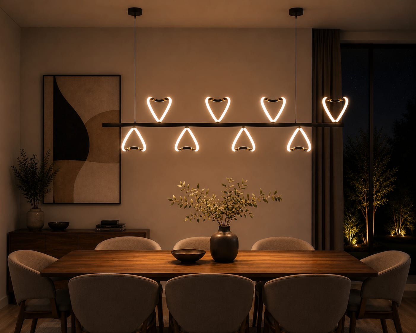 Aura Sculptural Wave LED Linear Chandelier