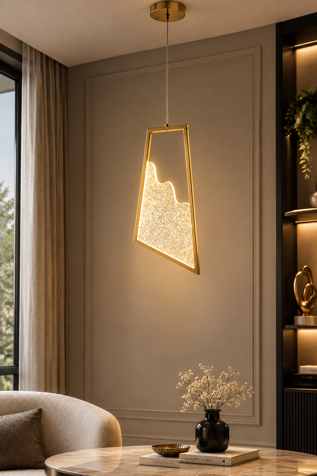 Golden Wave Pendant Light