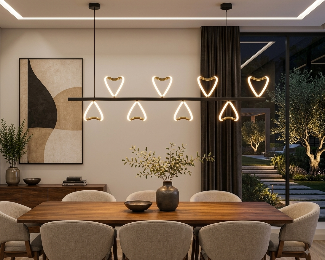 Aura Sculptural Wave LED Linear Chandelier