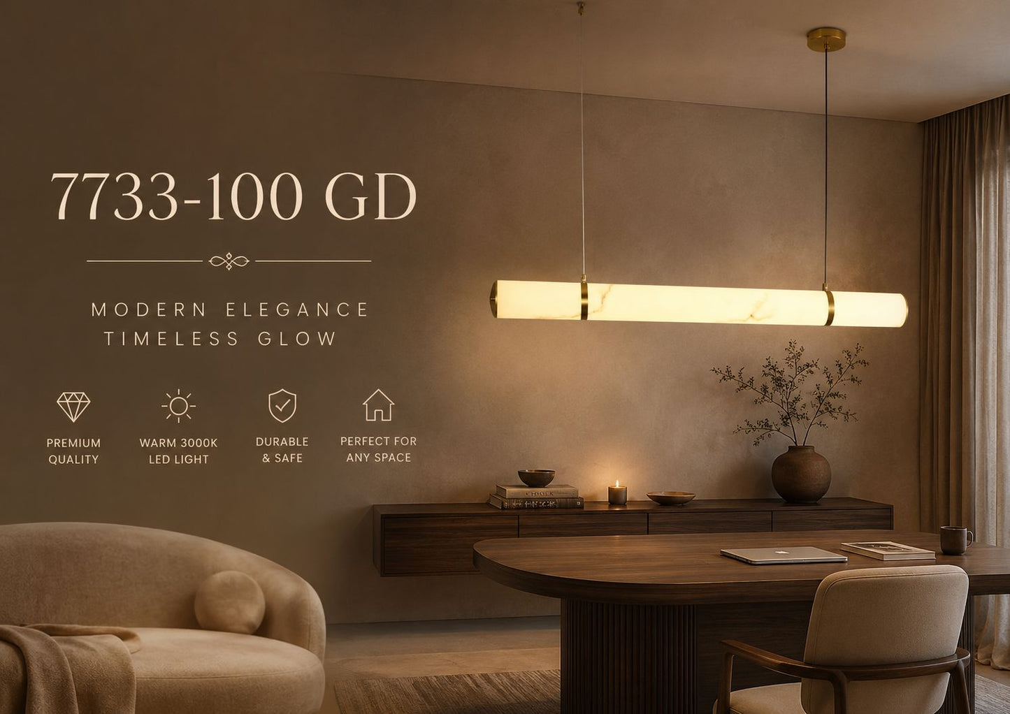 Aurelia Alabaster Linear LED Pendant Light