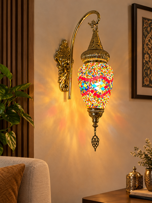 Turkish Mosaic Gold Wall Sconce